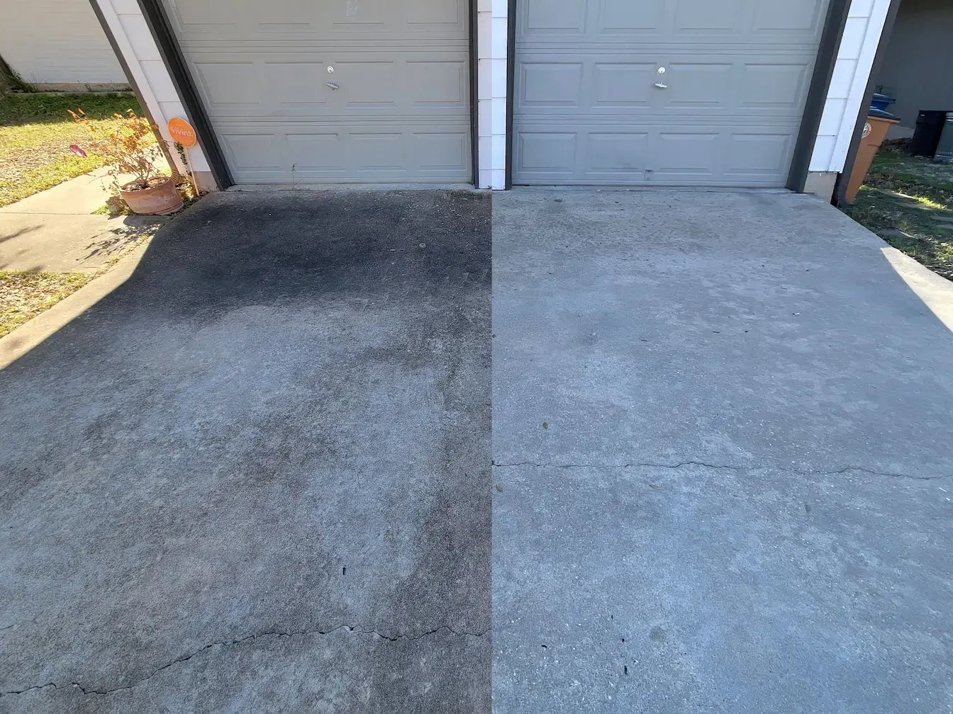 driveway pressure wash before and after