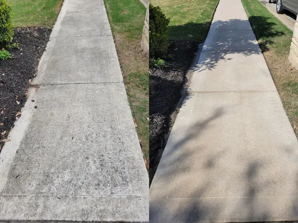 sidewalk pressure wash before and after